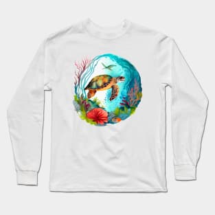 Sea Turtle Swimming Long Sleeve T-Shirt